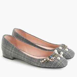 J Crew Poppy Flats in Embellished Plaid 9 NWT